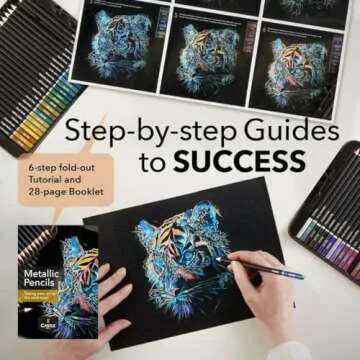 Castle Art Supplies 48 Piece Metallic Colored Pencil Set | 48 Shimmering Shades with Wax Cores for Professional, Adult Artists and Colorists | Protected and Organized in Presentation Tin Box