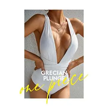 MOLYBELL Women's Criss Cross One Piece Deep Plunge V Neck Monokini High Waisted Knot Tummy Control Swimsuit S Size White Swimwear