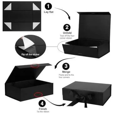 HavrePac Collapsible Gift Box with Magnetic Closure Lid, 8x8x4 Inches, Modern Style, White Plastic, For Gifts