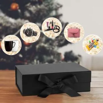 HavrePac Collapsible Gift Box with Magnetic Closure Lid, 8x8x4 Inches, Modern Style, White Plastic, For Gifts