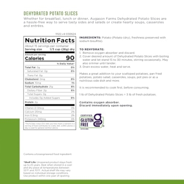 Augason Farms Dehydrated Potato Slices for Long-Term Storage