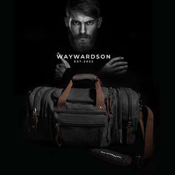 WAYWARDSON 50L Canvas Duffle Bag for Travel with Carry Handles, Crossbody Shoulder Strap, and Zippered Storage Pockets, Large Weekender Tote with Extra Large Storage (Light Grey)