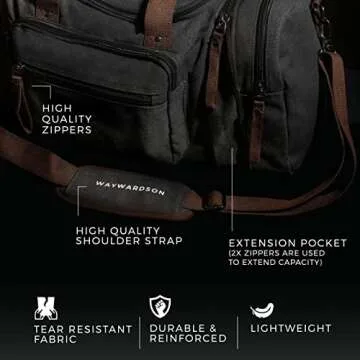 WAYWARDSON 50L Canvas Duffle Bag for Travel with Carry Handles, Crossbody Shoulder Strap, and Zippered Storage Pockets, Large Weekender Tote with Extra Large Storage (Light Grey)