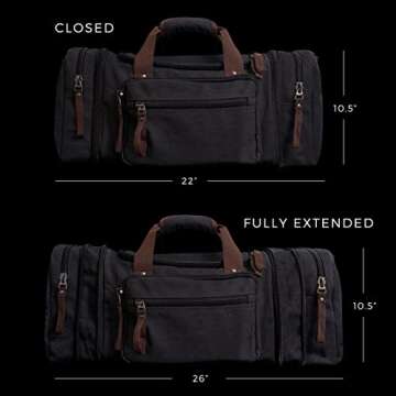 WAYWARDSON 50L Canvas Duffle Bag for Travel with Carry Handles, Crossbody Shoulder Strap, and Zippered Storage Pockets, Large Weekender Tote with Extra Large Storage (Light Grey)