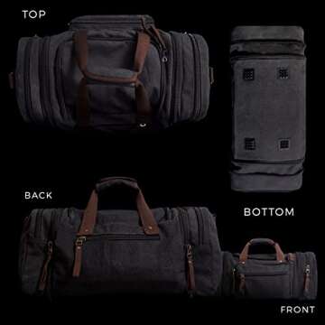 WAYWARDSON 50L Canvas Duffle Bag for Travel with Carry Handles, Crossbody Shoulder Strap, and Zippered Storage Pockets, Large Weekender Tote with Extra Large Storage (Light Grey)