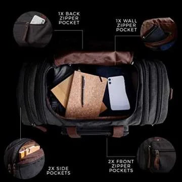 WAYWARDSON 50L Canvas Duffle Bag for Travel with Carry Handles, Crossbody Shoulder Strap, and Zippered Storage Pockets, Large Weekender Tote with Extra Large Storage (Light Grey)