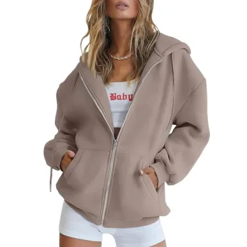 EFAN Oversized Zip-up Hoodie for Women - Perfect Fall Fashion Sweatshirt