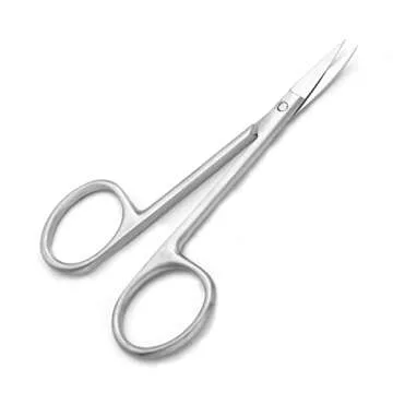 Motanar Cuticle Nail Scissors - Stainless Steel Precision Manicure Scissor - Extra Pointed Straight Curved Fingernail Scissor (Curved Piont)