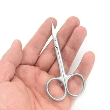 Motanar Cuticle Nail Scissors - Stainless Steel Precision Manicure Scissor - Extra Pointed Straight Curved Fingernail Scissor (Curved Piont)