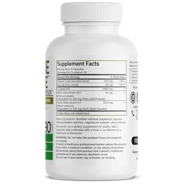 Bronson L-Lysine Defense Immune Support Complex 1500 MG L-Lysine Plus Olive Leaf, Garlic, Vitamin C ...