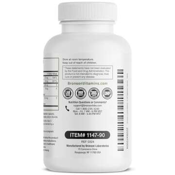 Bronson L-Lysine Defense Immune Support Complex 1500 MG L-Lysine Plus Olive Leaf, Garlic, Vitamin C and Zinc - Non-GMO, 90 Vegetarian Capsules