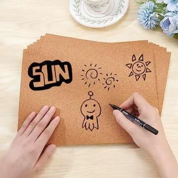 BENECREAT 8 Pack Self-Adhesive Cork Sheets for Crafts
