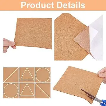 BENECREAT 8 Pack Self-Adhesive Cork Sheets for Crafts