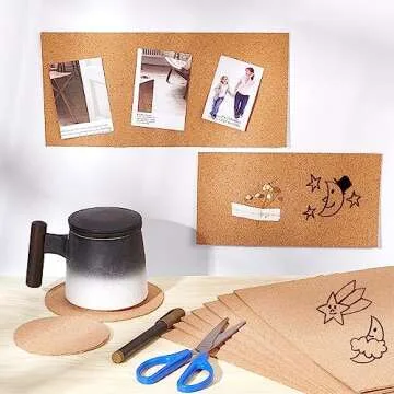 BENECREAT 8 Pack Self-Adhesive Cork Sheets for Crafts