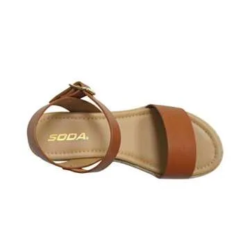 Soda CLIP ~ Women Open Toe Ankle Strap Platform Espadrille Sandal (Tan, us_footwear_size_system, adult, women, numeric, medium, 6)