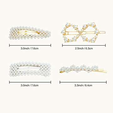 Pearls Hair Clips for Women for Girls Decorative Hair Accessories for Wedding Bridal Bridesmaid Faux Beauty Snap Clips Jewelry Headpiece Gold Fashion Styles