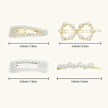 Pearls Hair Clips for Women for Girls Decorative Hair Accessories for Wedding Bridal Bridesmaid Faux Beauty Snap Clips Jewelry Headpiece Gold Fashion Styles