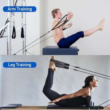 TOBWOLF 2PCS Upgraded Pilates Double Loop Straps, Comfortable PU Leather Pilates Straps for Reformer, Pilates Foot & Hand Straps, Feet Fitness Equipment Straps for Yoga Exercise Accessories Home Gym