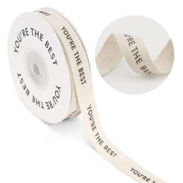 KINGLAKE You're The Best Ribbon 5/8" x 10 Yards Twill Tape Herringbone Cotton Ribbon for Crafts Gift Wrapping