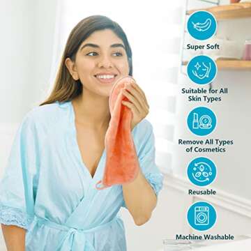 Orighty Makeup Remover Cloths 6 Packs - Reusable Microfiber Towels for Effortless Cleanser