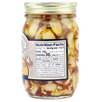 Amish Wedding All-Natural Hot and Sweet Pickled Garlic 15 Ounces (2 Jars)