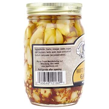 Amish Wedding All-Natural Hot and Sweet Pickled Garlic 15 Ounces (2 Jars)