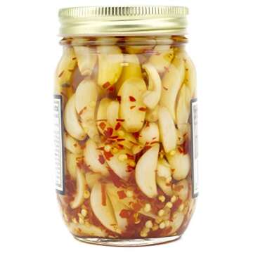 Amish Wedding All-Natural Hot and Sweet Pickled Garlic 15 Ounces (2 Jars)