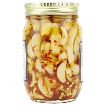 Amish Wedding All-Natural Hot and Sweet Pickled Garlic 15 Ounces (2 Jars)