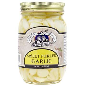 Amish Wedding All-Natural Hot and Sweet Pickled Garlic 15 Ounces (2 Jars)