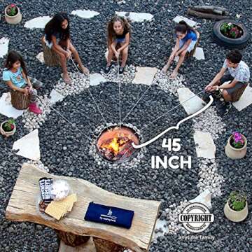 anytime family Extending Marshmallow Roasting Sticks 45" - 6 Premium Telescoping STAINLESS STEEL S?...