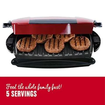 George Foreman 5-Serving Removable Plate Electric Indoor Grill and Panini Press, Red, GRP0004R, 17.2 x 12.1 x 6.2 inches