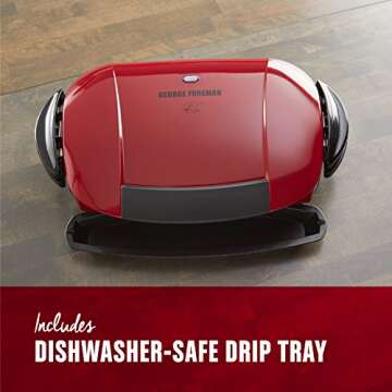 George Foreman 5-Serving Removable Plate Electric Indoor Grill and Panini Press, Red, GRP0004R, 17.2 x 12.1 x 6.2 inches