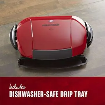 George Foreman 5-Serving Removable Plate Electric Indoor Grill and Panini Press, Red, GRP0004R, 17.2 x 12.1 x 6.2 inches