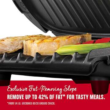 George Foreman 5-Serving Removable Plate Electric Indoor Grill and Panini Press, Red, GRP0004R, 17.2 x 12.1 x 6.2 inches
