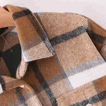 SLLSKY Women's Plaid Shacket Cozy Button Down Jacket