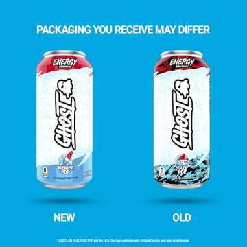 GHOST Energy Drink - 12-Pack, 'Merica Pop, 16oz Cans - Energy & Focus & No Artificial Colors - 200mg...