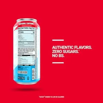 GHOST Energy Drink - 12-Pack, 'Merica Pop, 16oz Cans - Energy & Focus & No Artificial Colors - 200mg of Natural Caffeine, L-Carnitine & Taurine - Gluten-Free & Vegan