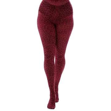 Silver Legs Leopard Animal Print Opaque Tights, Full Length, 8 Colours, Made In England (Standard, B...