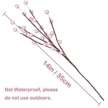 GREENTIME 12 Pack Artificial Pink Berry Twig Stems 14" Artificial Holly Berry Picks for Christmas Tree Vase DIY Crafts Wreath Fireplace Home Decor