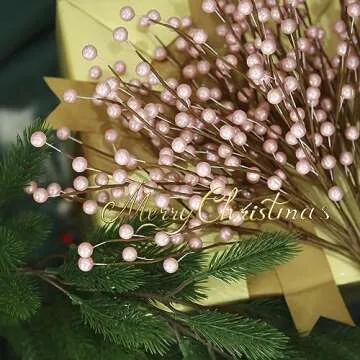 Artificial Pink Berry Stems for Christmas Decor (12 Pack)