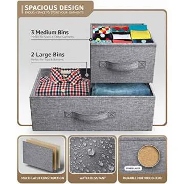 Sorbus Dresser with 5 Drawers - Storage Chest Organizer Unit with Steel Frame, Wood Top, Easy Pull Fabric Bins - Long Wide TV Stand for Bedroom Furniture, Hallway, Closet & Office Organization