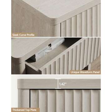 SICOTAS Night Stand Set of 2 Nightstands with Drawer Storage Fluted Bed Side Table End Table Large Modern 22.7" Wide Bedside Stand Mid Century Night Stands for Bedroom Living Room Sofa Office