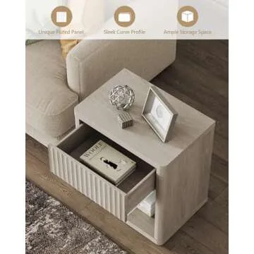 SICOTAS Night Stand Set of 2 Nightstands with Drawer Storage Fluted Bed Side Table End Table Large Modern 22.7" Wide Bedside Stand Mid Century Night Stands for Bedroom Living Room Sofa Office