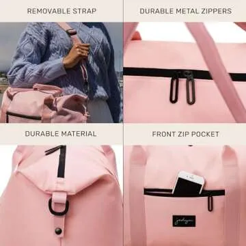 Jadyn Lola Travel Bag, Weekender/Overnight Duffel, Gym Tote Bag for Women, Men (Pink Blush)