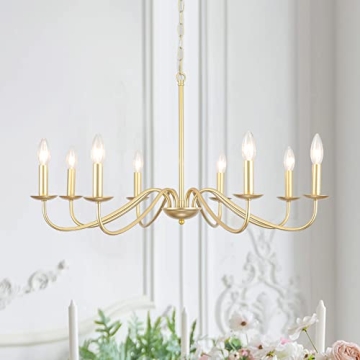 ADSENSTY Gold Chandelier 8-Light Modern Farmhouse Chandelier Lighting Fixtures Rustic Candle Hanging...