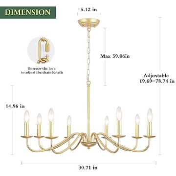Elegant 8-Light Gold Chandelier for Home Décor