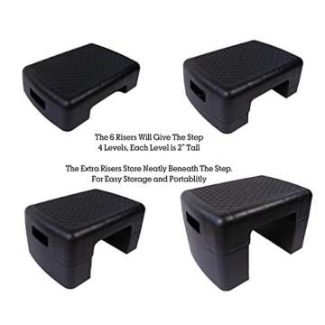 KOVOT Workout Step with Risers, Mobility Stool for Seniors, Kids & Pets - 4 Levels, Adjustable Height 4" To 10" - Lightweight & Portable (17" Long)