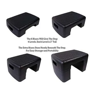 KOVOT Workout Step with Risers, Mobility Stool for Seniors, Kids & Pets - 4 Levels, Adjustable Height 4" To 10" - Lightweight & Portable (17" Long)