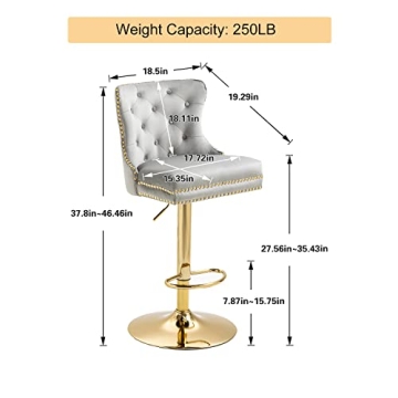 Adjustable Velvet Bar Stools Set of 2 for Modern Spaces