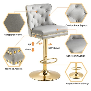 Adjustable Velvet Bar Stools Set of 2 for Modern Spaces